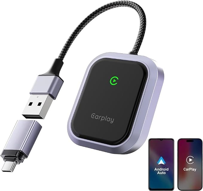 Wireless Carplay Adapter Wired to Wireless Plug & Play Auto Connect Converter for iPhone iOS 10+ / Factory Wired Car Play Car from 2016 (A23)