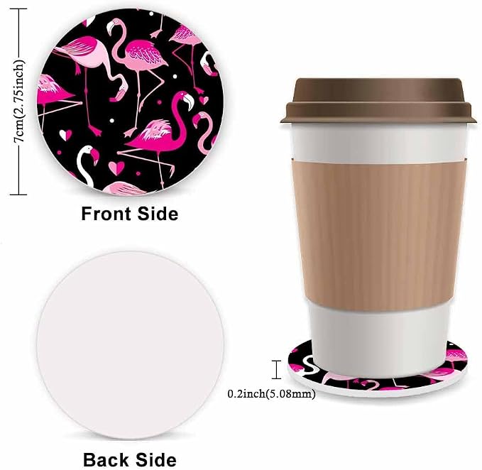 Flamingo Steering Wheel Cover for Women, Universal Auto Steering Wheel 14-15 Inch Car Interior Accessories with 2PCS Car Coasters, Suitable for Men and Women