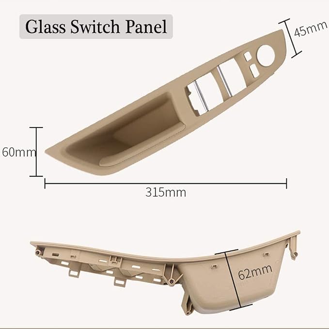 Side Door Handle for BMW 5 Series F10 F11,Inner Door Pull Handle Trim Cover Kits Replacement Window Switch Armrest Panel for BMW 520 523 525 528 530 535 (Beige)