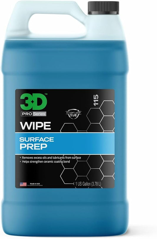 3D Wipe Ceramic Coating Surface Prep - Removes Excess Oils & Lubricants from Paint & Glass Prior to Ceramic Coating Application 1 Gallon