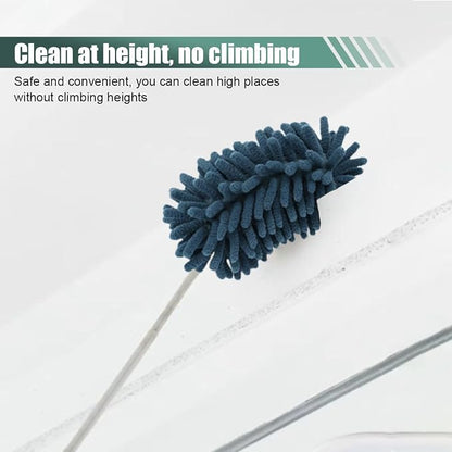2PCS Car Interior Duster, Soft Chenille Detailing Brush with Extension Pole, Washable Long Handle Cleaning Duster Tool for Auto Dash Vent Window, Universal Home Car Cleaning Supplies (Blue)