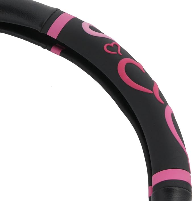 BDK Universal Fit Universal Love Story Steering Wheel Cover - Rubber (Love Story Pink)