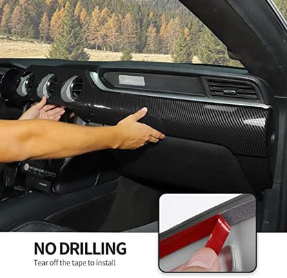 CheroCar for Mustang Center Console Dashboard Panel Trim Cover Kit Meter Frame Interior Decoration Accessories for Ford Mustang 2015-2022 (Carbon Fiber)