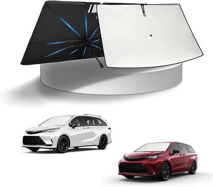 KUST Sun Shade Umbrella for Toyota Sienna 2021-2025 2026 | Custom Fit Windshield Sunshade | Foldable Sunshade with Bendable Handle | Blocks Heat & UV Rays Keep Car Cool Sunshield