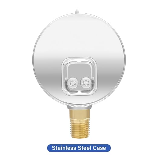 MEASUREMAN 2-1/2" Dial Size, Glycerin Filled Pressure Gauge, 0-10000psi/kpa, 304 Stainless Steel Case, 1/4" NPT Lower Mount