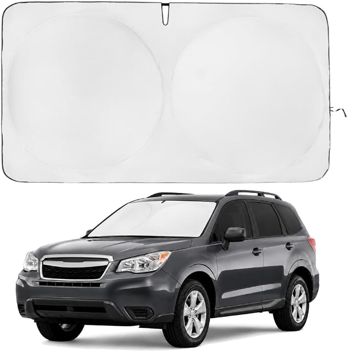 Windshield Sun Shade | Compatible for Subaru Forester (2014-2018) | Certified 99.87% UVB & 99.02% UVA Car Sun Shade. Award Winning Sunshade - Patented Technology | Car Shades by Kinder Fluff