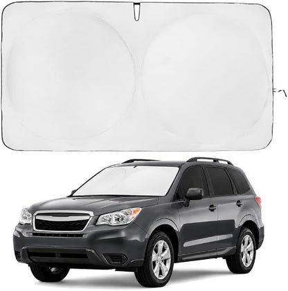 Windshield Sun Shade | Compatible for Subaru Forester (2014-2018) | Certified 99.87% UVB & 99.02% UVA Car Sun Shade. Award Winning Sunshade - Patented Technology | Car Shades by Kinder Fluff