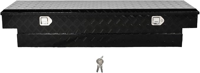 70''Inch Aluminum Truck Tool Box Truck Bed Toolbox Truck Trailer Chest Box Trailer Underbody Storage Organizer Waterproof Square Storage Organizer w/Lock & Keys Black(‎69.88" Lx20 Wx14.75 H)