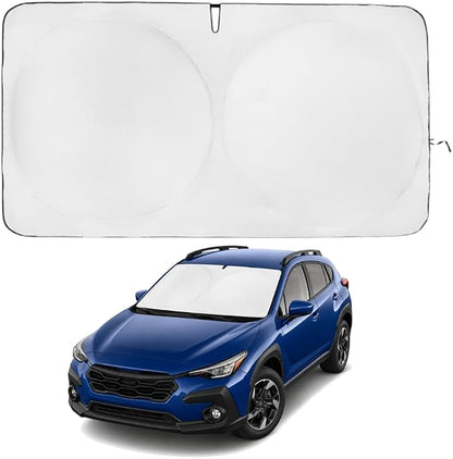 Windshield Sun Shade | Compatible for Subaru Crosstrek (2018-2025) | Certified 99.87% UVB & 99.02% UVA Car Sun Shade. Award Winning Sunshade - Patented Technology | Car Shades by Kinder Fluff