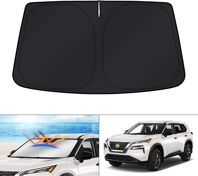 KUST Windshield Sun Shade for 2021-2025 2026 Nissan Rogue 3rd Gen. Accessories (Not for Rogue Sport) Custom Fit Window Shade Cover Sun Visor Sunshield Foldable Protector Blocks UV Rays Keep Car Cooler