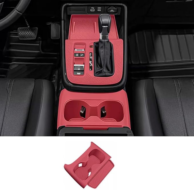 Temmis Center Console Silicone Cup Holder Kit for Honda CRV 2023-2026 (Gasoline & Hybrid), Insert Center Consel Electrostatic adsorption Cover for Honda CRV 2023-2026-Red