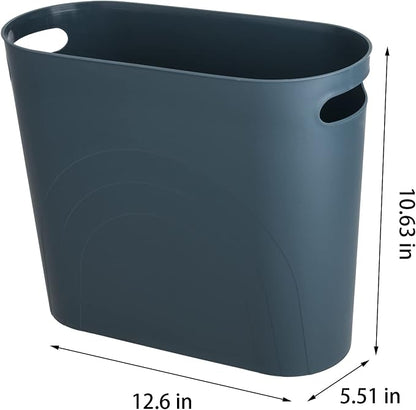 Small Trash Can Garbage Can Container Bin with Handles 3 Gallons Plastic Wastebasket for Bathrooom, Bedroom, Office, Kitchen, Laundry Room, Dorm Room - Teal Blue, 1 Pack