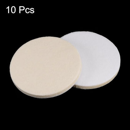 HARFINGTON 10pcs Wool Felt Polishing Pads, 4 inch Buffing Wheel Polish Pad Flocking Hook & Loop Back for Car Glass Plastic Metal Stone