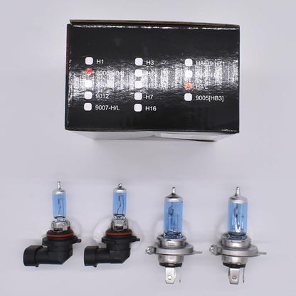 Upgraded Halogen Headlight Bulbs Compatible for Toyota Sequoia 2001 2002 2003 2004 2005 2006 2007, 9003/H4 High Low Beam + 9006 Fog Light, 6000K White, 300% Brightness, Plug n Play, Pack of 4