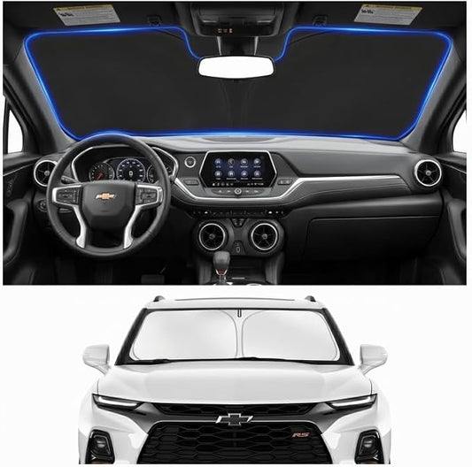 Custom Fit Windshield Sun Shade for Chevy Chevrolet Blazer 2019-2026 | Custom Fit Windshield Cover, Blocks UV Rays, Double-Layer Heat Shield, Durable Frame, Easy Fold & Storage