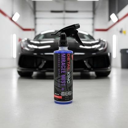 Detail King Miracle Mist+ Car Cleaning Spray Wax for Waterless Car Wash - Car Window Cleaner - Safe on all Surfaces - 16 Oz