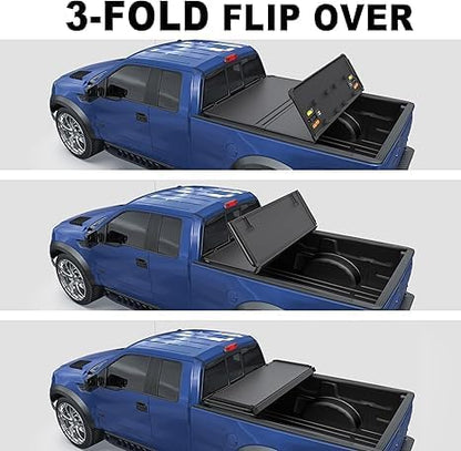 KUIPERAUTO 4.5 ft(4'6") Fiberglass Hard Tri Truck Bed Tonneau Cover Compatible for Ford Maverick 2022-2024 Bed 54inch