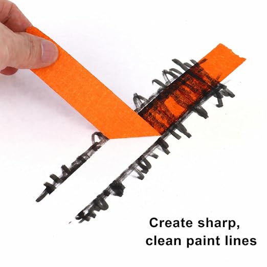 3 Pack Orange Painters Tape - Masking Tape 1 Inch Wide - Multi-Surface, Smart Adhesion, Indoor & Outdoor - 270FT Total - Paint Tape for DIY, Labeling, Art, Car, General Purpose (#3910)