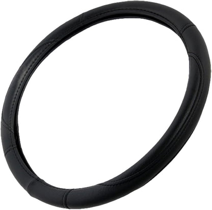 BDK Ergonomic Grip Steering Wheel Cover - Leather Performance Grip for Standard Size Wheels 14.5-15 inch Black
