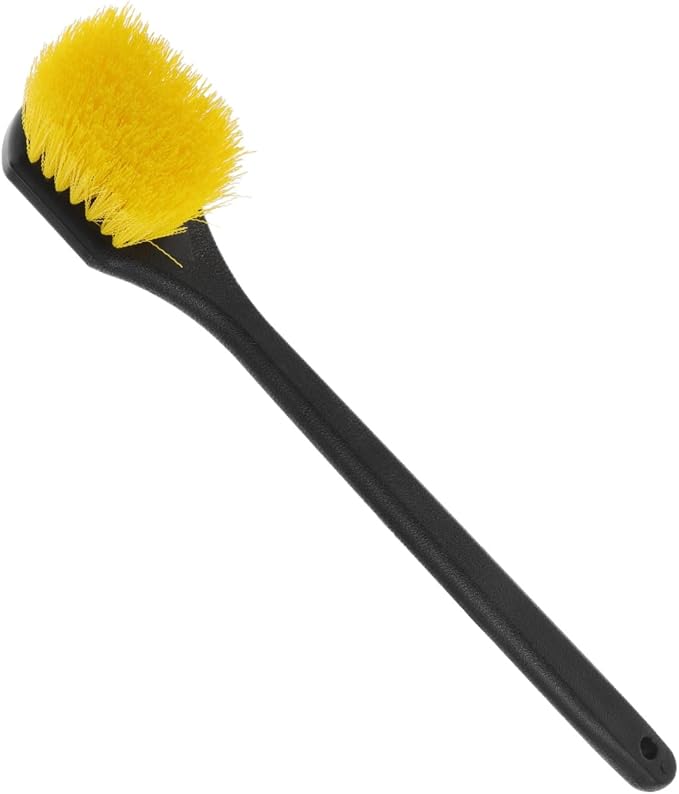 STAHAD Car Tire Brush Long Handle Wheel Cleaning Brush for Car Detailing with Stiff Bristles Yellow Tire Cleaner Tool for Automotive Rim