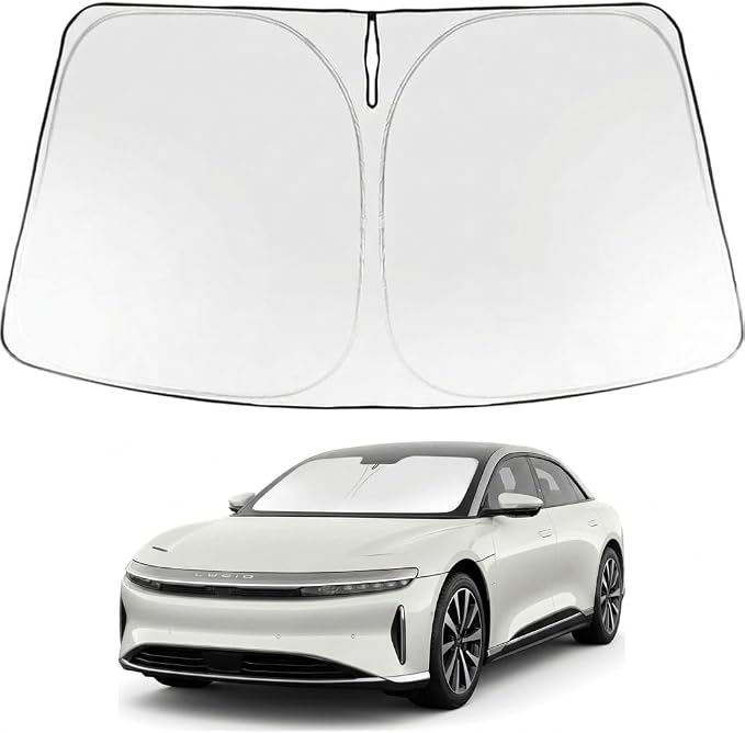 Proadsy Windshield Sun Shade for Lucid Air 2022-2026 Foldable Front Sunshade Protector Sun Visor Blocks UV Rays Keep Car Cooler Accessories