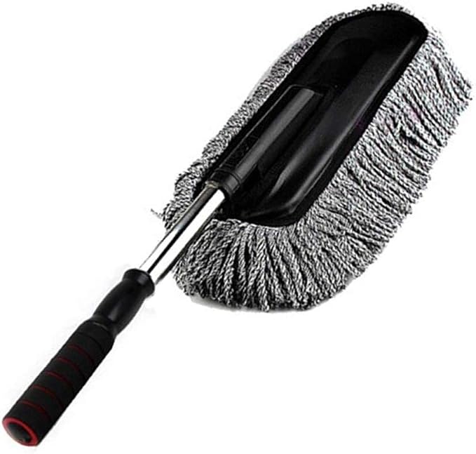 Removable Telescopic Car Wax Drag Nano Fiber Car Wash Brush Car Dusting Tool Car Mop Wax Dash Duster Exterior Interior Cleaning Kit (Premium Car Duster 1 Pcs Set, Gray)