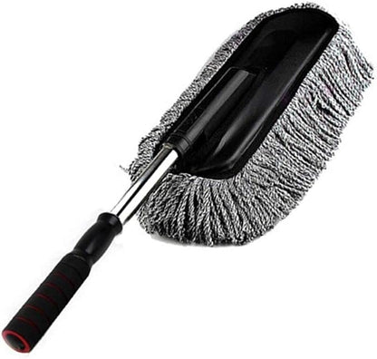 Removable Telescopic Car Wax Drag Nano Fiber Car Wash Brush Car Dusting Tool Car Mop Wax Dash Duster Exterior Interior Cleaning Kit (Premium Car Duster 1 Pcs Set, Gray)