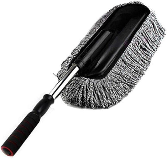 Removable Telescopic Car Wax Drag Nano Fiber Car Wash Brush Car Dusting Tool Car Mop Wax Dash Duster Exterior Interior Cleaning Kit (Premium Car Duster 1 Pcs Set, Gray)