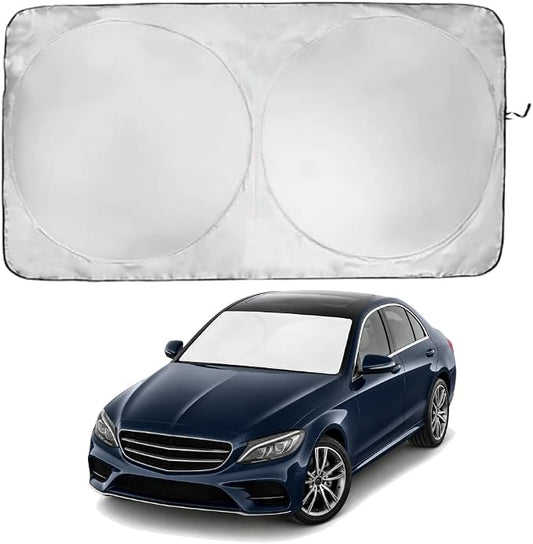 Windshield Sun Shade | Compatible for Mercedes Benz C Class 2008-2021 | Certified 99.87% UVB & 99.02% UVA Car Sun Shade. Award Winning Sunshade - Patented Technology | Car Shades by Kinder Fluff