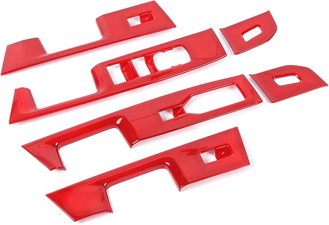 GZXinWei Window Control Switch Panel Trim Cover Sticker Door Armrest for Ford F150 2021 2022 2023 2024 2025 2026 Interior Decor Accessories Red