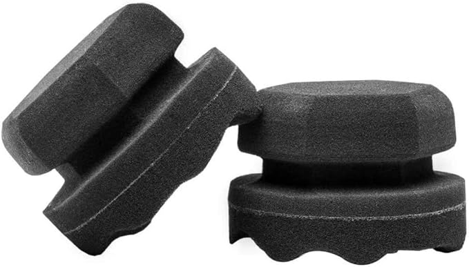 Tire Dressing Shine Applicator (4 Pack), Round Grip Deeper Tire Brush Dressing Applicator Pad Wave to Reach Trim Makes Detailing Tires Easier -, Washable, and Reusable