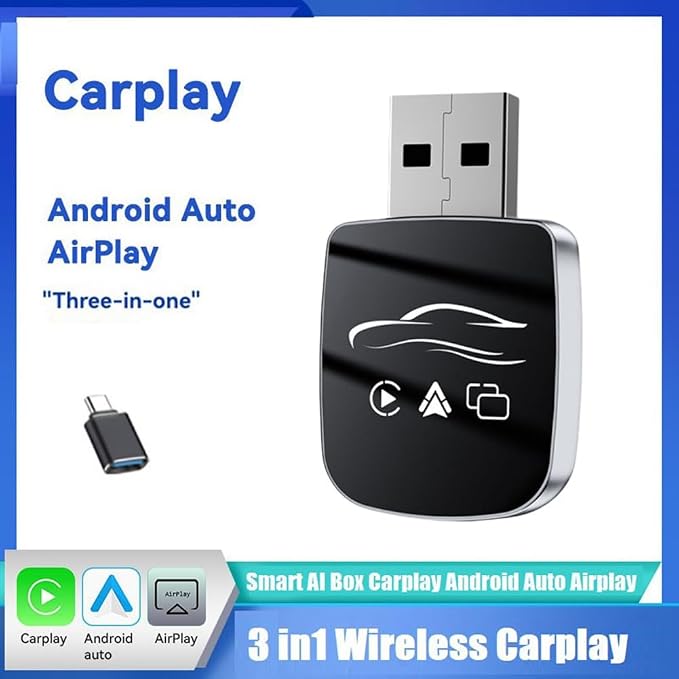 Smart AI Box Wireless Carplay Adapter Android Auto USB Dongle Wired Connection Airplay