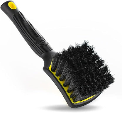 Detail Factory - ProGrip Interior Scrub Brush - Soft Bristles - Rubber Grip for Maximum Stability and Comfort - Curved Head Profile for Better Clearance - Live Wire