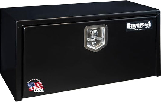 Buyers Products 1703324 Black Steel Underbody Truck Tool Box – 15 x 30 x 30 Inch - Truck Bed & Underbelly RV Storage Box, Locking T-Latch, Weather-Resistant, Heavy-Duty Flatbed Job Box, Made in USA