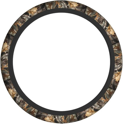 Forest Camo Steering Wheel Cover Camo Leaf Steering Wheel Cover for Men Women Anti-Slip Elastic Breathable Neoprene Steering Wheel Protective Cover 15in Universal Car Accessories for Cars, Auto, SUVs