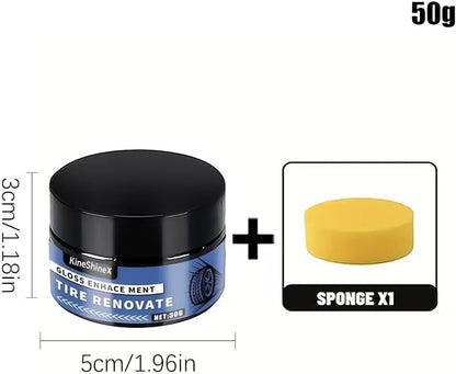Car Tire Shine - 50g, Long Lasting Nourish Wax with Sponge | Tire Paste for Blackening, Durability, and Maintenance, Car Motorcycle Gloss Protection Detailing