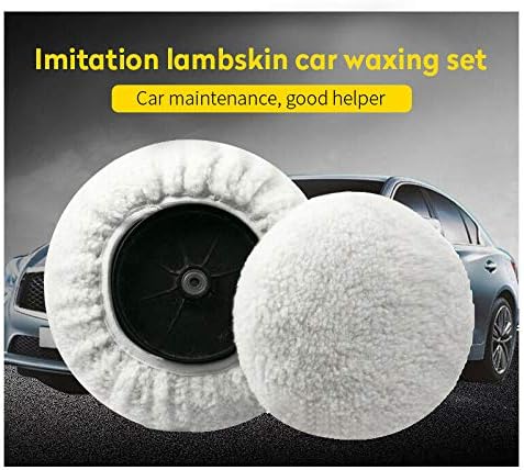 ZYTC Car Polishing Waxing Sleeve Woolen Polisher Pad Bonnet Microfiber Waxer Pad Soft Pack of 5 (Wool White, 7"-8")