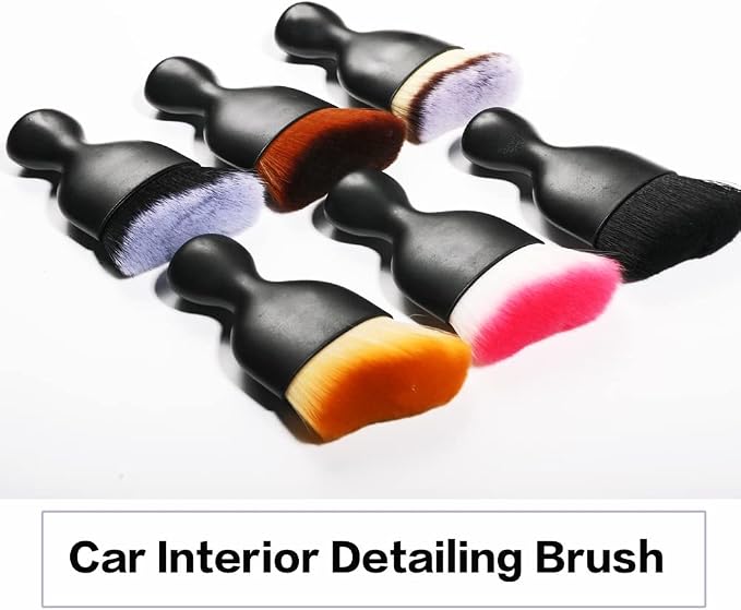 AOCISKA Car Interior Detailing Brush,Soft Bristle Cleaning Brush Car Detailing Brush Dusting Brush,Car Interior Cleaning Tool,Auto Detail Brush Car Dash Duster Brush (Black with Cap)