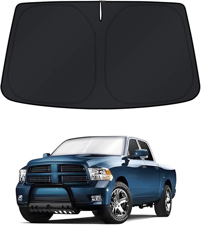 KUST Windshield Sun Shade for Ram 1500 2011-2016 2017 2018 Window Accessories Shade Sun Visor Cover Foldable Block UV Rays