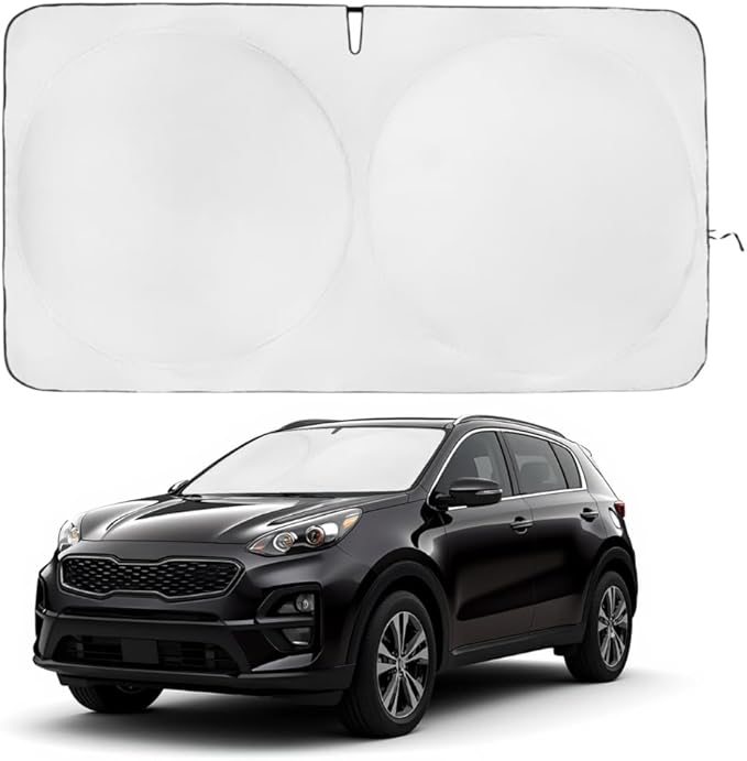 Windshield Sun Shade | Compatible for Kia Sportage (2023-2026) | Certified 99.87% UVB & 99.02% UVA Car Sun Shade. Award Winning Sunshade - Patented Technology | Car Shades by Kinder Fluff