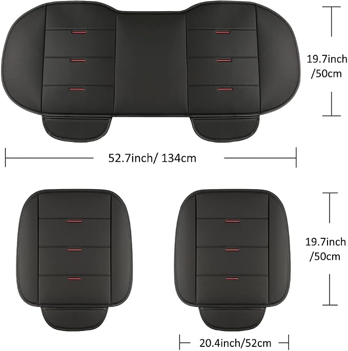 West Llama Bottom Seat Covers, Include 1 Pair Front Seat Protector and 1 Rear Seat Cover, Universal PU Leather Seat Covers for 90% Cars (Black)