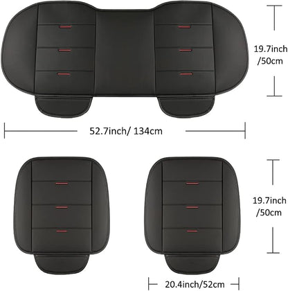 West Llama Bottom Seat Covers, Include 1 Pair Front Seat Protector and 1 Rear Seat Cover, Universal PU Leather Seat Covers for 90% Cars (Black)