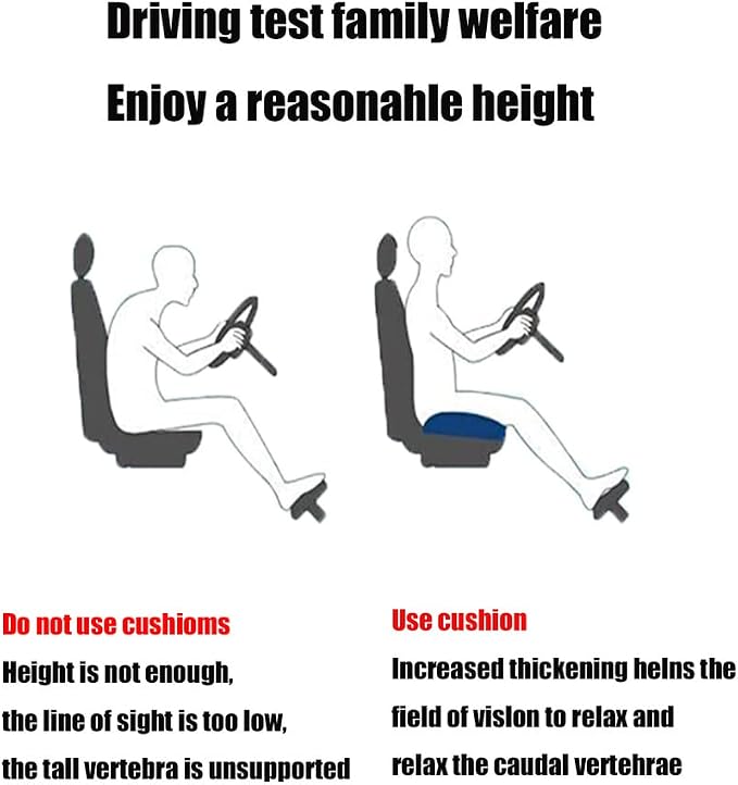 drivers seat booster cushion for adults/Car Booster Seat for Short Drivers/Increase The Field of View by 12cm/ 4.7in,Improve comfort，Ideal for suitable for car/office/home/wheelchair/Black