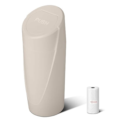 Car Trash Can Bin with Lid - Car Garbage Can Cup Holder - Light Beige Mini Leakproof Vehicle Garbage Bin with 20pcs Trash Bags-Automotive Organizers and Storage for Front Back Seat Accessories