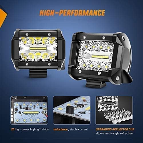 Nilight 20Pcs LED Pods 4Inch 60W Light Bar Flood Spot Combo Triple Row Driving Lamp Roof Bumper Off Road LED Work Lights Pods for Van Camper Wagon Car Pickup Golf Cart ATV UTV SUV Truck Boat 4x4