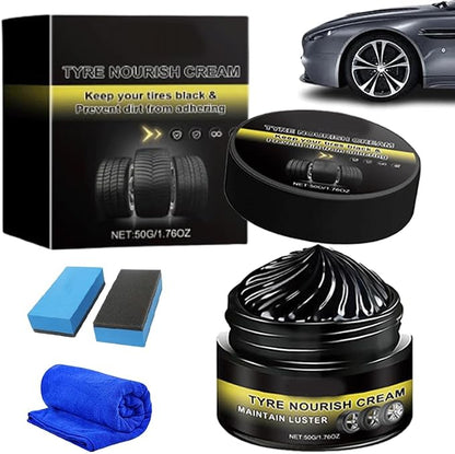 2026 New Tyre Nourish Cream, Tire Nourish Wax Cream for Cars, Tire Wax – Restores Black Gloss, Powerful Wheel Cleaning Refurbish Wax, Tyre Nourish Cream Maintain Luster, for Car Tires (1PCS)