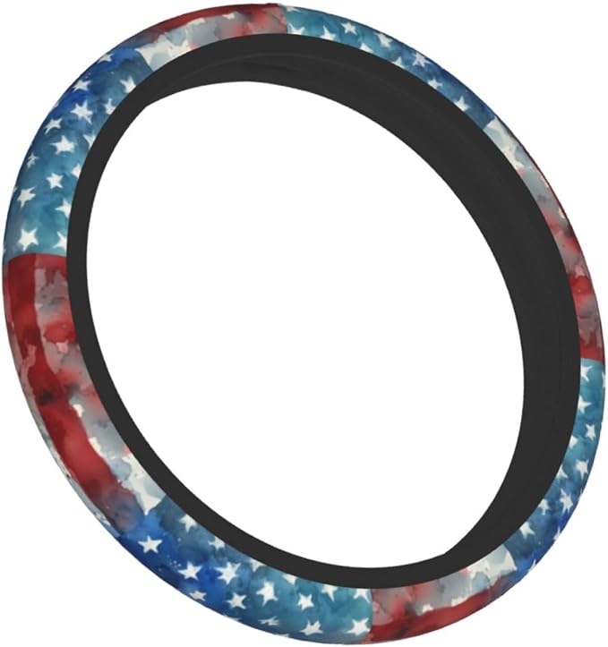 4th of July Flag Steering Wheel Covers Non Slip Neoprene Universal 15 Inch Steering Wheel Protector Car Cover for Men Women