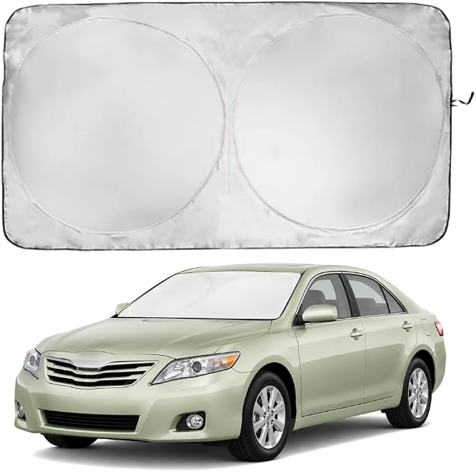 Windshield Sun Shade | Compatible for Toyota Camry (2007-2011) | Certified 99.87% UVB & 99.02% UVA Car Sun Shade. Award Winning Sunshade - Patented Technology | Car Shades by Kinder Fluff
