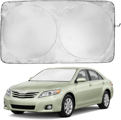 Windshield Sun Shade | Compatible for Toyota Camry (2007-2011) | Certified 99.87% UVB & 99.02% UVA Car Sun Shade. Award Winning Sunshade - Patented Technology | Car Shades by Kinder Fluff
