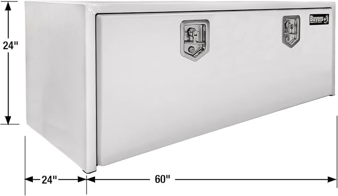 Buyers Products 1704415 White Steel Underbody Truck Tool Box, 24 x 24 x 60, Made in USA, 14 Ga Steel, Locking Stainless Latch, Weather-Resistant, Powder-Coated, Secure Storage for Work Trucks